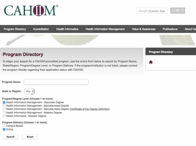 a snapshot of the CAHIM database