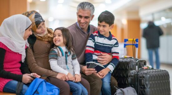 muslim family at airport